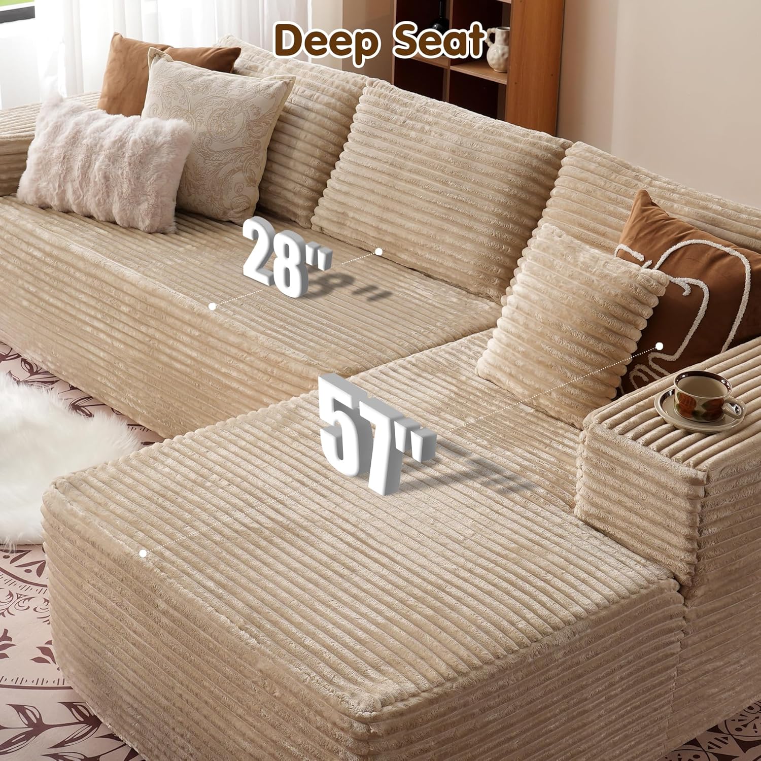 Cloud Sectional Couch with L-Shape Chaise,Modern Modular Sofa with Deep Seat, Upholstered Couches - Image 5